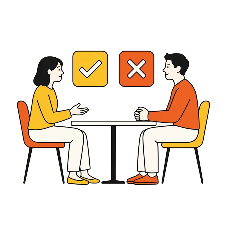 できること・できないことを face to face で率直に伝えるイラスト